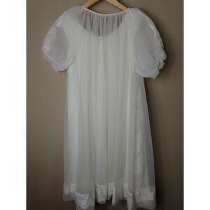 Miss Elaine White Lace Chiffon Nylon Nightgown Peignoir Robe S/M Vintage 50s